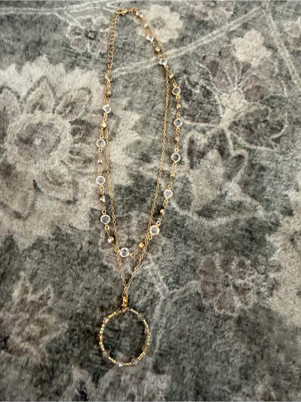 CENTRED Double Chain Gold Pendant Necklace